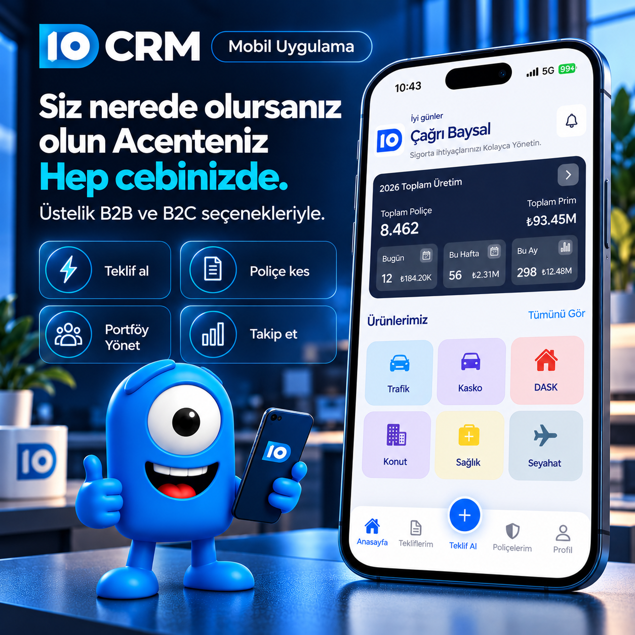 IO CRM mobil uygulama
